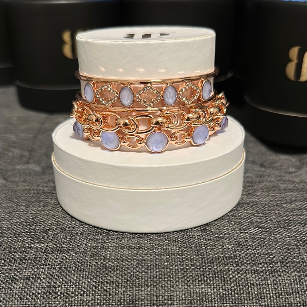 Elegant Rose Gold and Lavender Bracelet Set